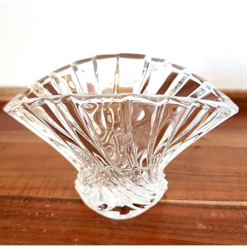 Mikasa Flores Flared Fan Votive Taper Tealight Candleholder 3" swirl cut vintage